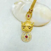 K经典黄色瑞兽铜钱项链多样性发货49117