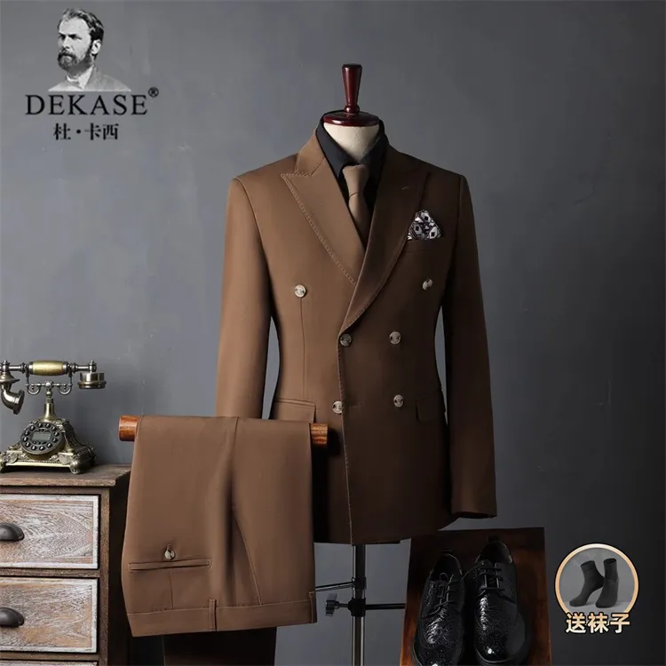 Dekase 潮流西服套装男士商务绅士英伦时尚修身潮流休闲职业西装