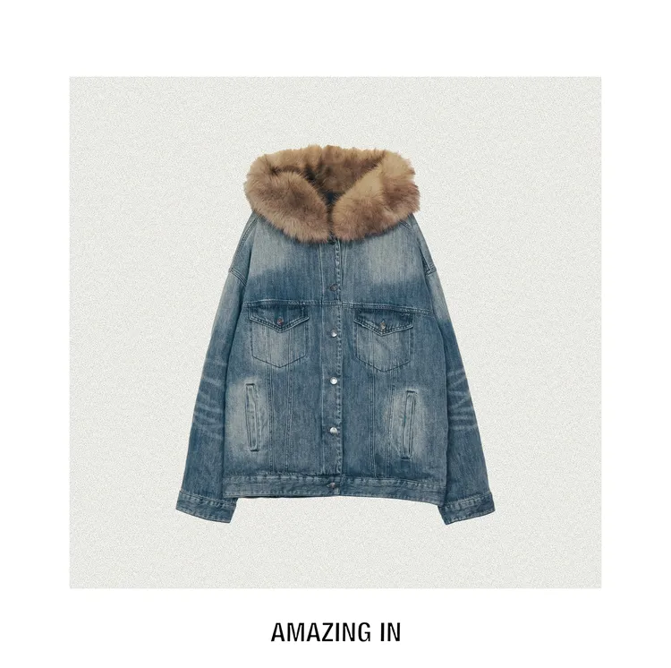 AMAZING IN | 90白鹅绒 | 毛领拼接牛仔外套A251201-AI5CDDJ51951