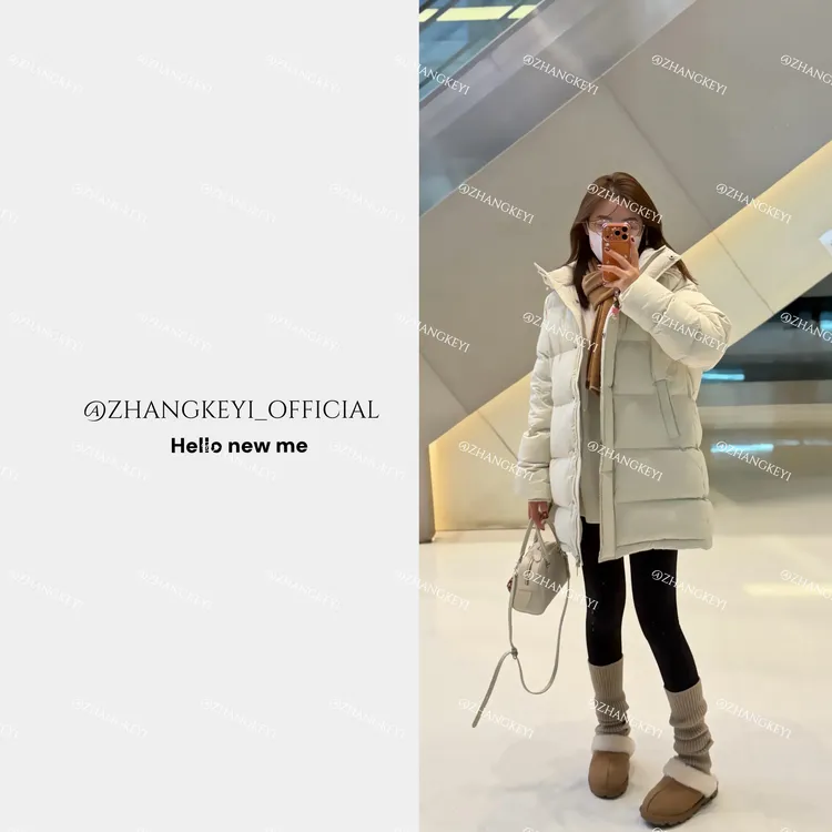 【张可以】暖宝宝！三防面料中长款连帽羽绒服