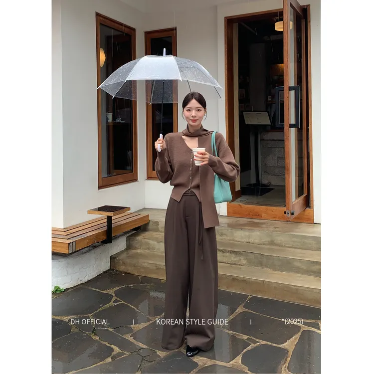 DH OFFICIAL大花【拉夫腔调pants】秋冬松弛高腰休闲百搭绑带阔腿裤