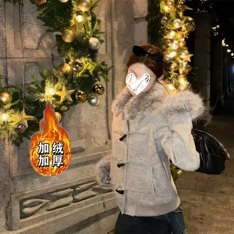 【加绒加厚】秋冬新款翻领外套女时尚百搭短款外套TX0368