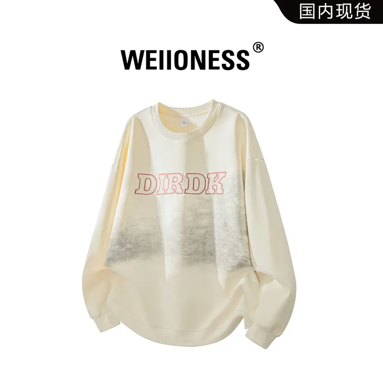 WEIIONESS美式复古扎染卫衣男款秋季新款高级感痞帅圆领潮牌上衣
