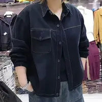 牛仔衬衣明线小口袋外套