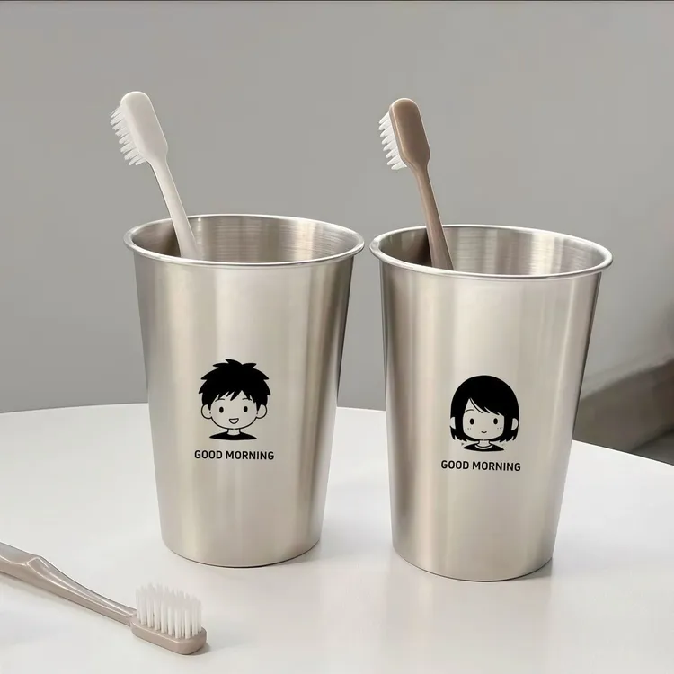 不锈钢304漱口杯男孩女孩情侣可爱简约大方家用刷牙牙刷洗漱杯sq