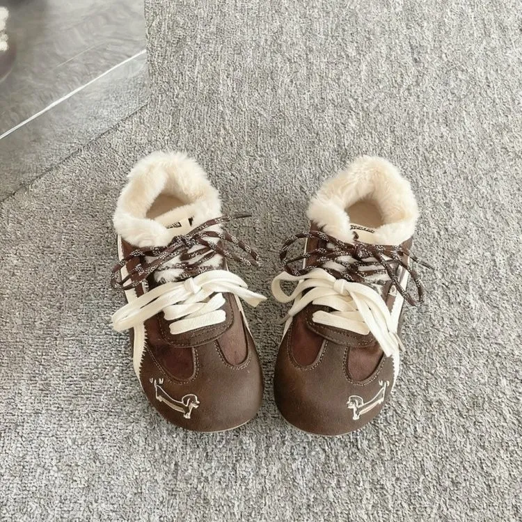 加绒保暖德训鞋女款2025冬季不冻脚厚底废土风二棉鞋复古板鞋