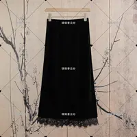 【顺】新中式秋季新款蕾丝拼接直筒半身裙C566