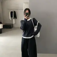 C/81835 韩系百搭假两件简约圆领长袖T恤 9-13