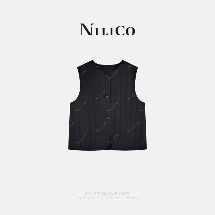 NILICO【墨羽】极简风绗棉百搭休闲棉马甲