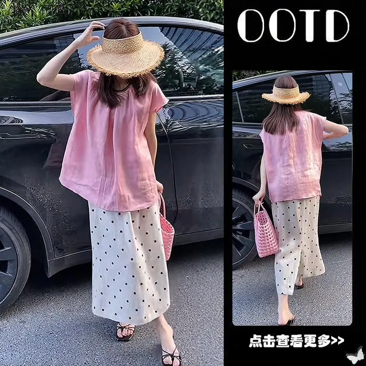 孕妇夏装2025时尚款宽松衬衫上衣气质外穿波点半身裙夏季洋气显瘦