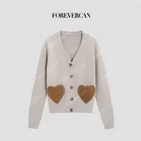 FOREVERCAN“丘比特”小山羊绒混纺编织爱心口袋开衫毛衣MY10195
