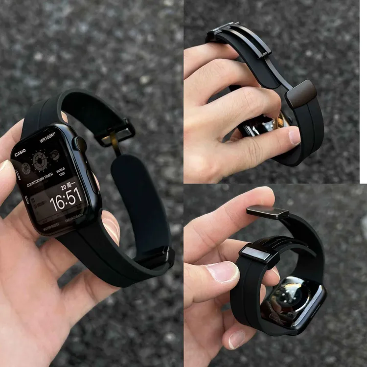 适用iQOO/vivowatchgt硅胶磁吸折叠扣表带运动智能手表腕带透气