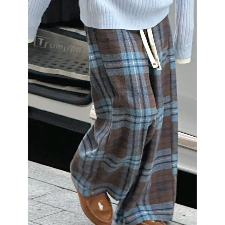 K30105孙小美格纹女童休闲裤2025新款秋冬装儿童毛呢裤子加绒加厚