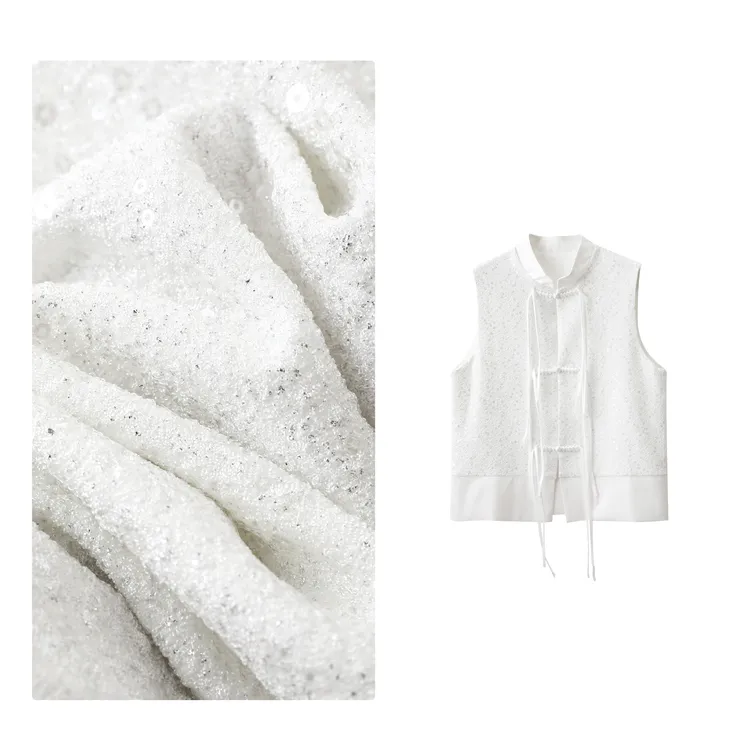 门店37&9！爆闪珠片绣！篙颜篙货~新中式盘扣设计马甲外套女D00107