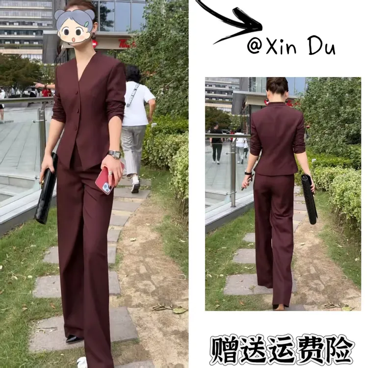 2025秋季新款时尚显瘦气质女士网红洋气两件套百搭款D22698