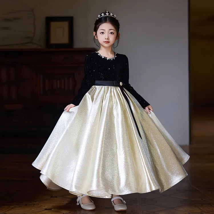 99588女童连衣裙新款儿童装礼服儿童公主裙长袖走秀小女孩气质裙