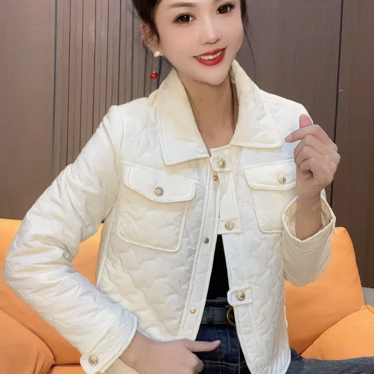 香风轻薄翻领显瘦短款女棉服秋冬新款洋气百搭