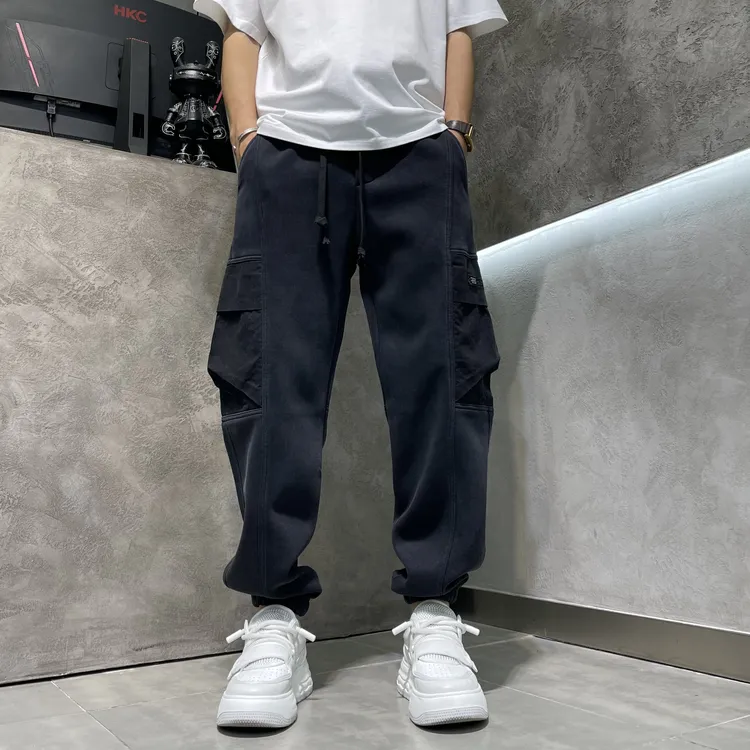 秋冬工装束脚休闲裤百搭日系宽松男士复古潮流水洗松紧腰韩版