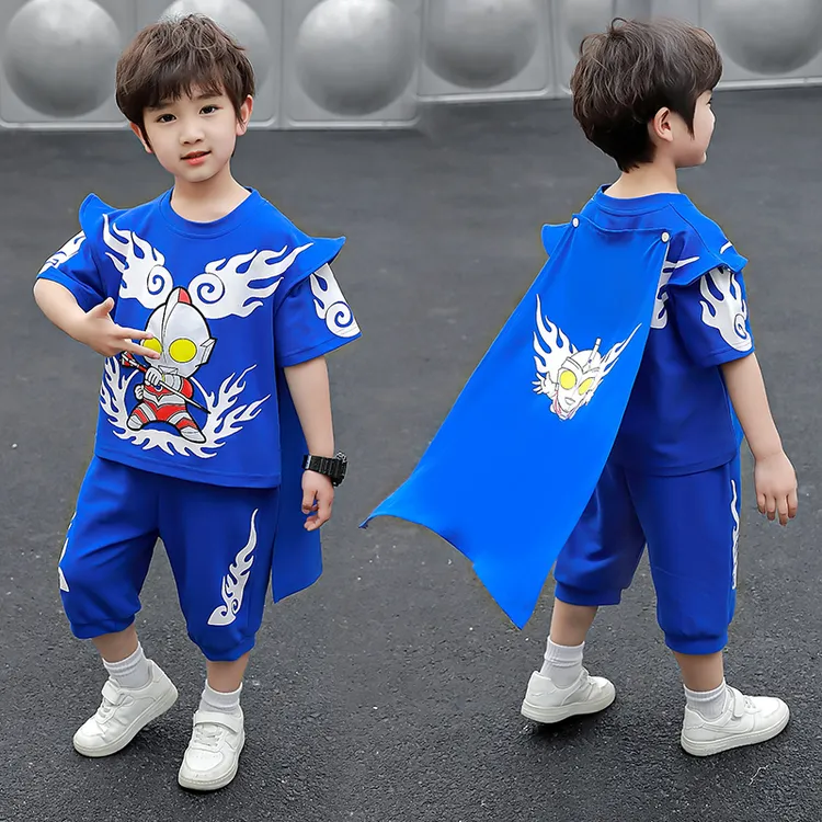 奥特曼衣服男童夏季短袖套装2026新款洋气宝宝运动速干休闲两件套