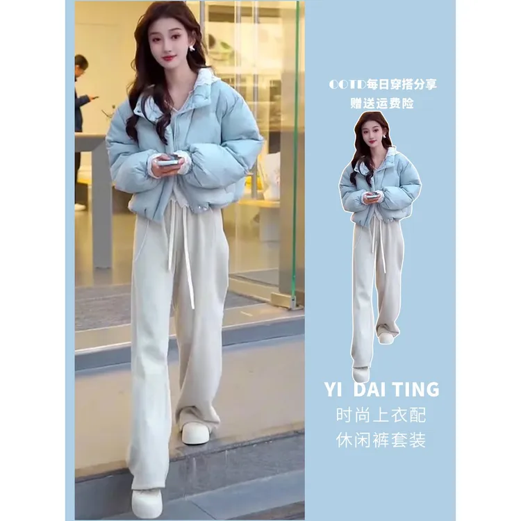 羽绒服女2025新款短款小个子今年流行加厚白鸭绒冬季面包服外套潮