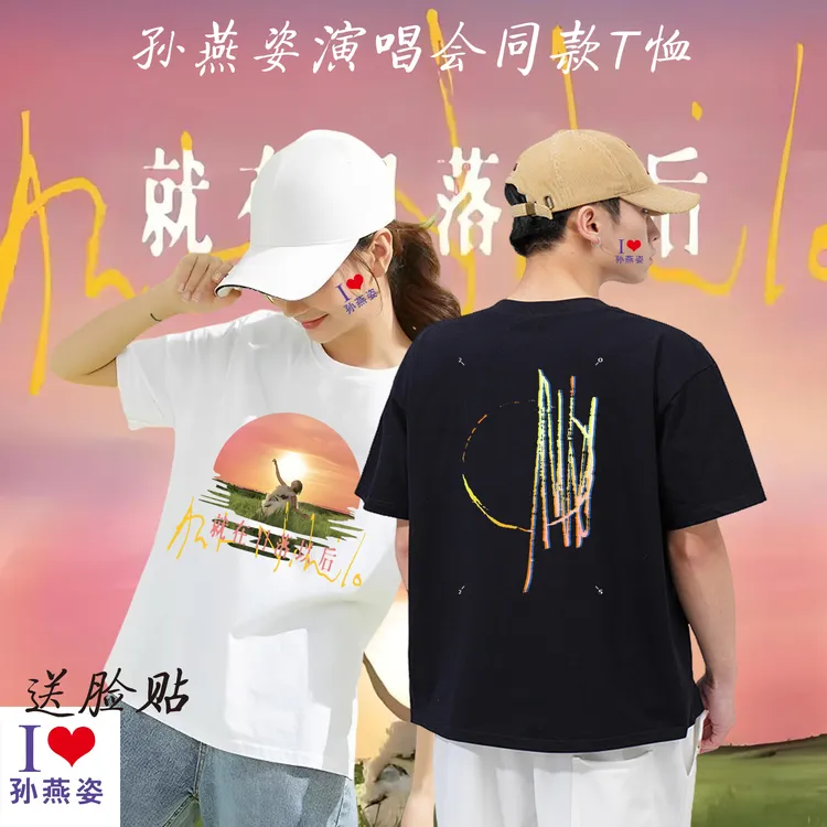 孙燕姿2025巡回演唱会就在落日以后男女粉丝应援纯棉宽松短袖T恤 