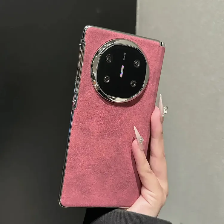 小羊皮适用华为matex6手机壳翻毛皮磨砂肤感折叠屏全包防摔保护壳