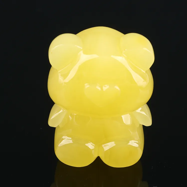 欧说珠宝新中式精美原矿鸡油黄蜡质浓郁蜜蜡立体巧雕可爱小熊挂件