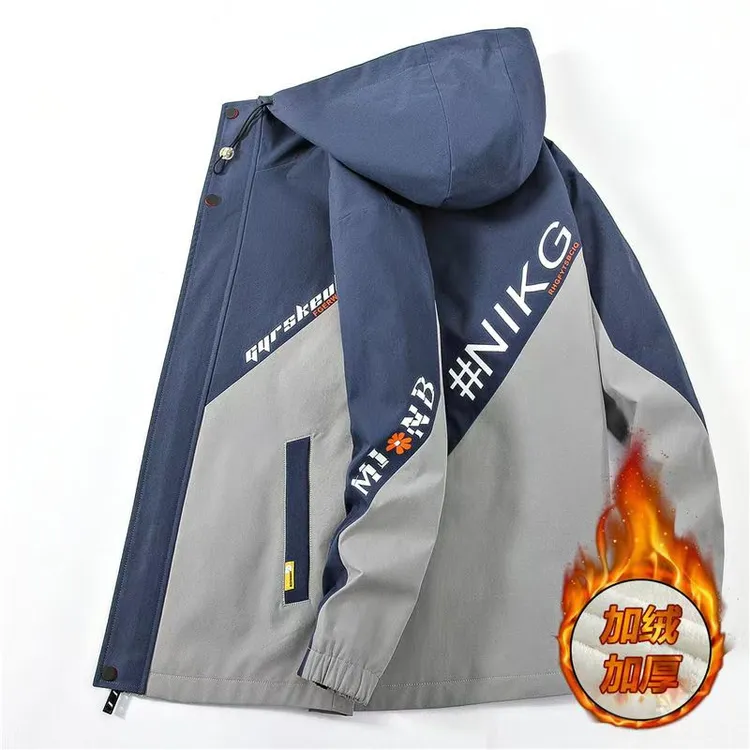 男士外套秋冬季新款加绒加厚潮流帅气棉夹克中学生男装冲锋衣褂子