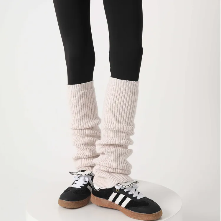 【250克高克重】50厘米lulu平替骨白色堆堆袜套加厚保暖针织腿套