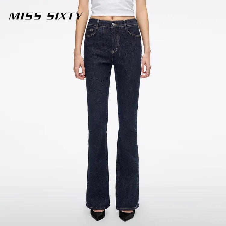 Miss Sixty2026春季新款牛仔裤女中腰棉质复古修身显瘦百搭喇叭裤