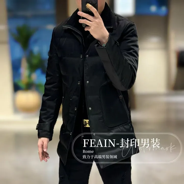 【鹅绒桑蚕丝】高端定制假两件可拆卸桑蚕丝鹅绒男士羽绒服88227