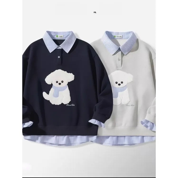 女童外套春秋款2025新款中大童韩版休闲服韩版卫衣假两件上衣洋气