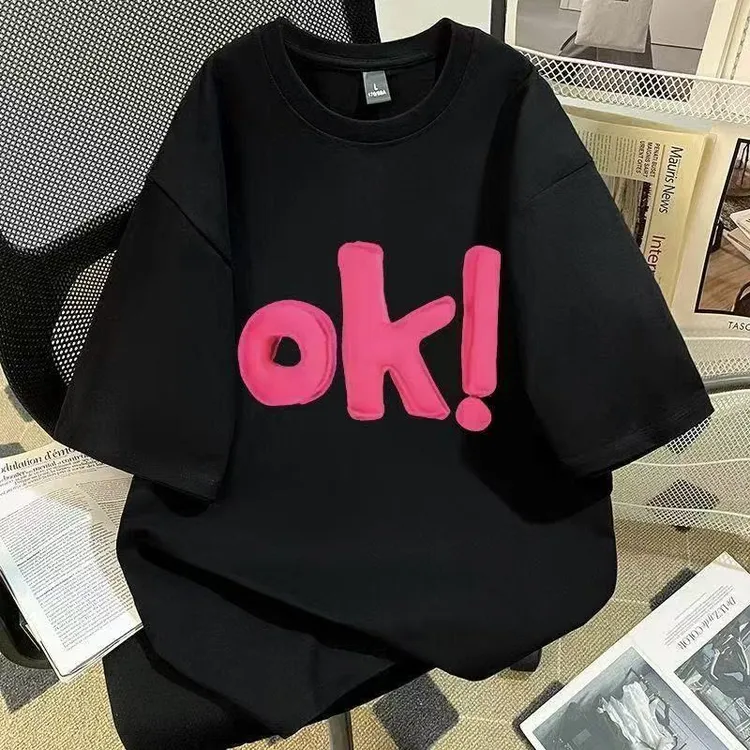 字母夏季短袖印花T恤复古英文t恤休闲风