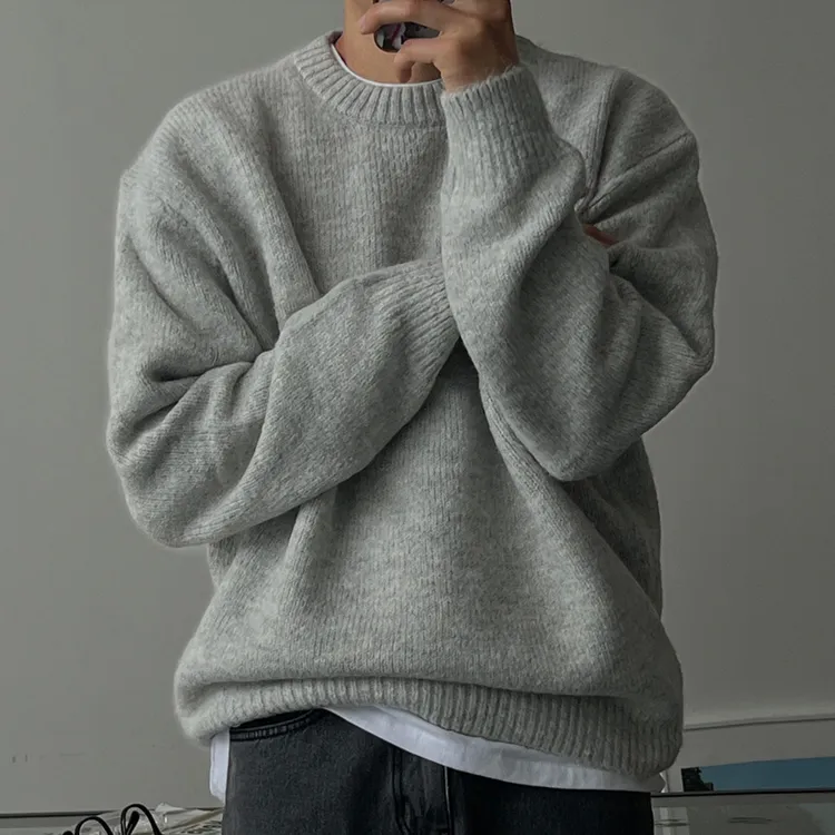 SSUMENAM「韩系 极简 慵懒」秋冬季毛衣男保暖休闲百搭针织衫外套