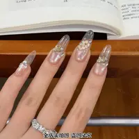 【金桂飘香】-三月兔水彩手绘美甲清透渐变气质款可拆卸手工穿戴甲