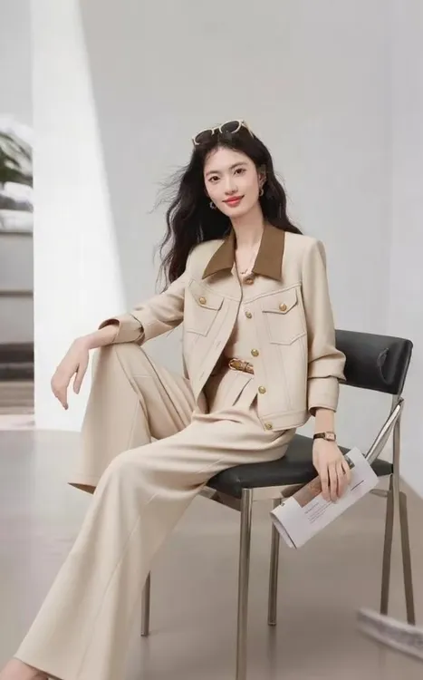 〈纪朵研〉H503时尚高级感套装女2025秋季新款洋气显瘦休闲两件套