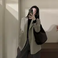 今婷韩版时尚休闲气质经典简约宽松舒适黑色西装外套女-M25104348