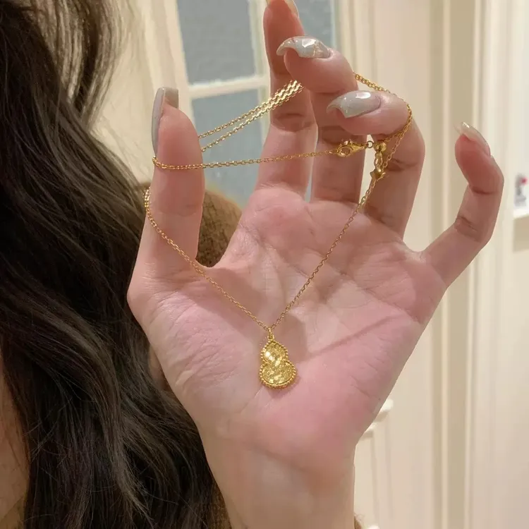 铜合金项链 新中式爆闪碎碎冰葫芦项链女款精美气质百搭不掉色