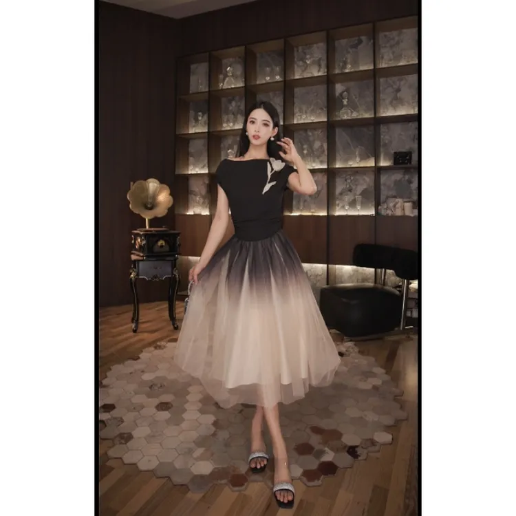 七爷定制 国内设计师品牌 气质收腰连衣裙45104