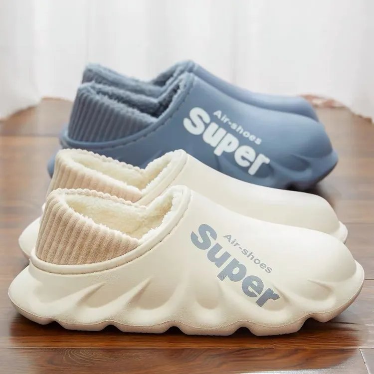 棉拖鞋男士防水秋冬爆款室内保暖加绒防滑外穿厚底时尚情侣鞋厚款