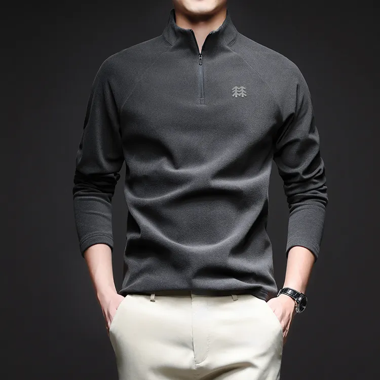 奥莱撤柜丨户外轻奢秋冬新款男士德绒半高领T恤时尚打底上衣潮