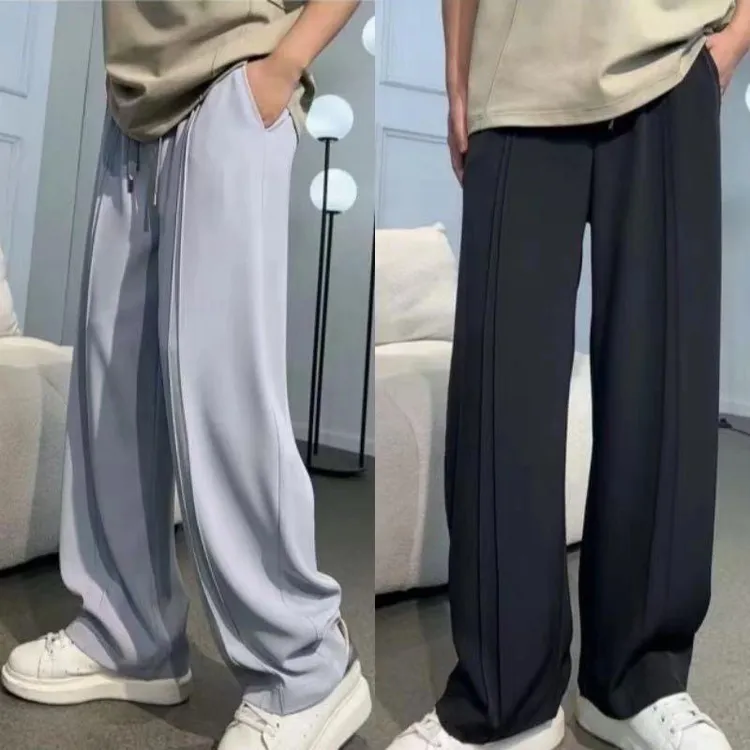 （臻品）2025春夏冰感简约免烫舒适透气时尚百搭直筒裤垂感休闲套装