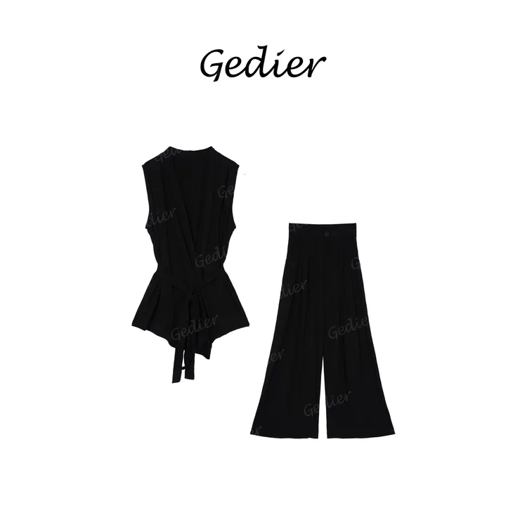 【秀场同款】“黑天鹅” 2025春款欧若风无袖马甲阔腿裤 DG520150Y