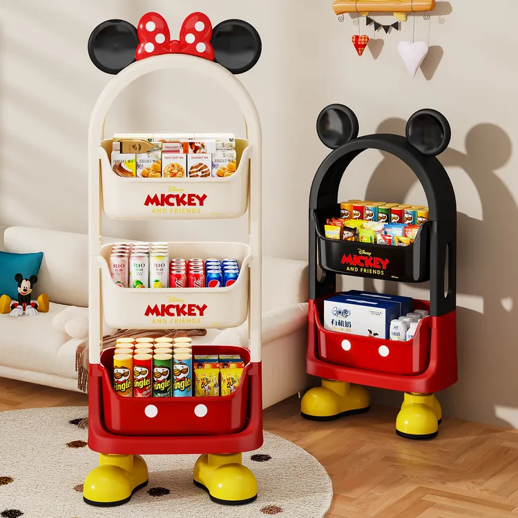 Disney/迪士尼收纳架客厅落地式多层零食置物架家用卧室玩具推车