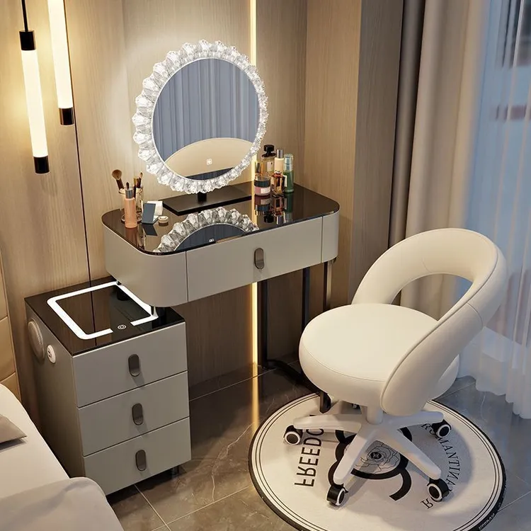 小户型智能卧室梳妆台无线充电轻奢少女现代简约风多功能化妆桌