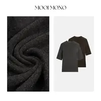 MOOI MONO"银丝特调"显瘦气质珠片半高领五分袖针织打底衫Z894C53