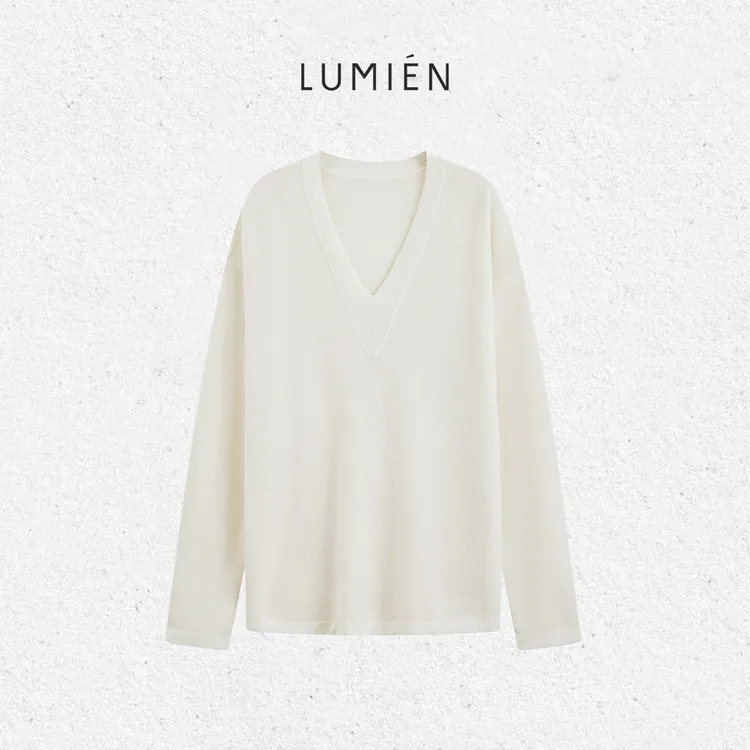 【LUMIEN 新品】V领长袖100羊毛针织衫打底衫LX5HSS134