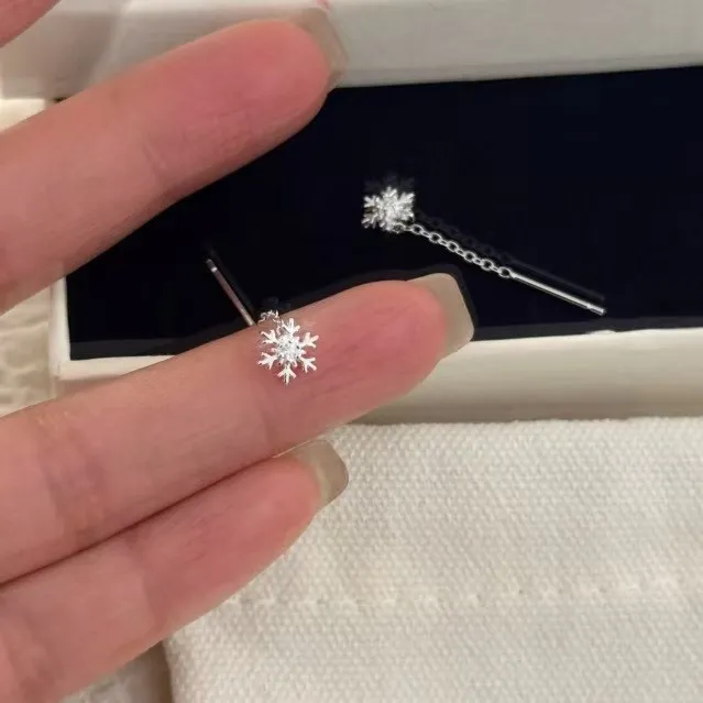 合金耳饰 雪花流苏耳线女养耳洞耳环轻奢小众耳环2025新款爆款