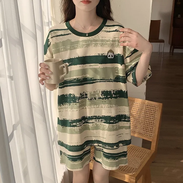 llw【甜美校园】睡衣制服套装学生睡裙夏季女士美背薄款睡裙家居服