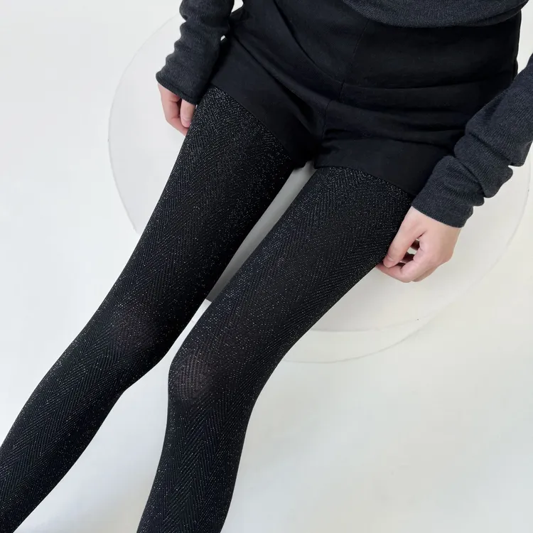秋冬设计感连裤袜银丝微闪打底袜灰色显瘦亮丝美腿袜性感黑色袜裤